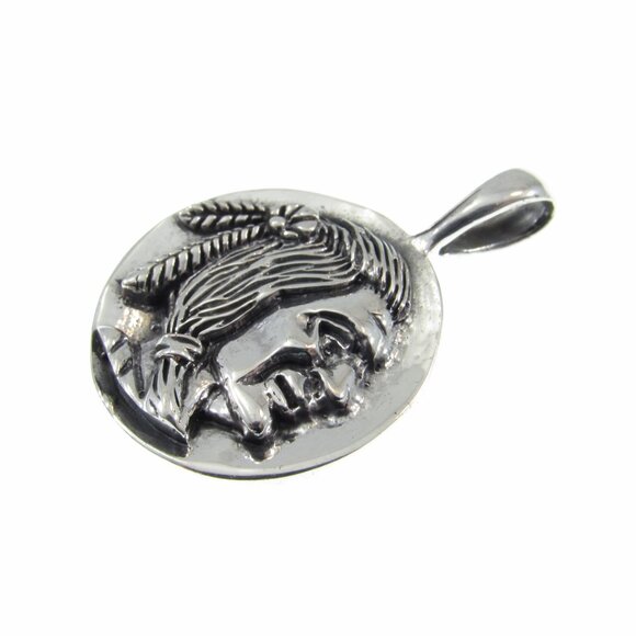 Handcrafted Solid 925 Sterling Silver Native American Indian Head Pendant - Picture 5 of 6